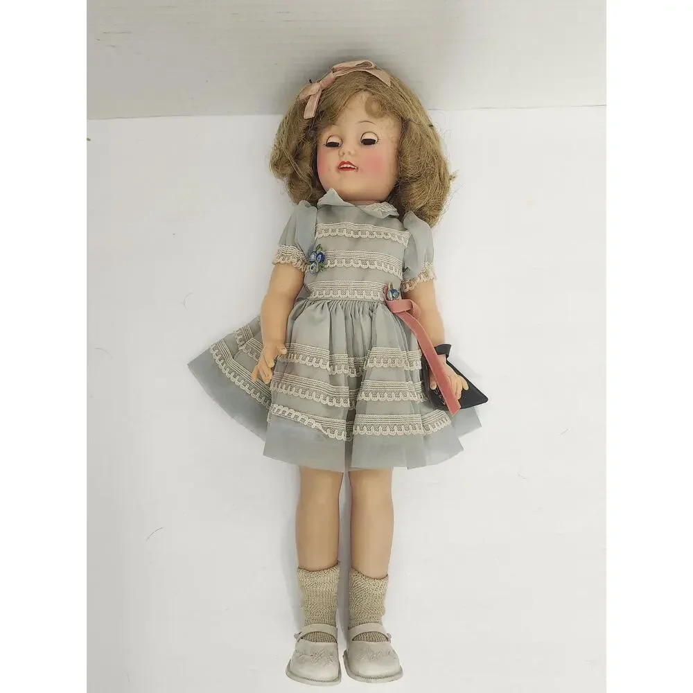 Vintage 1950s Ideal Shirley Temple Doll Blue Lace Dress